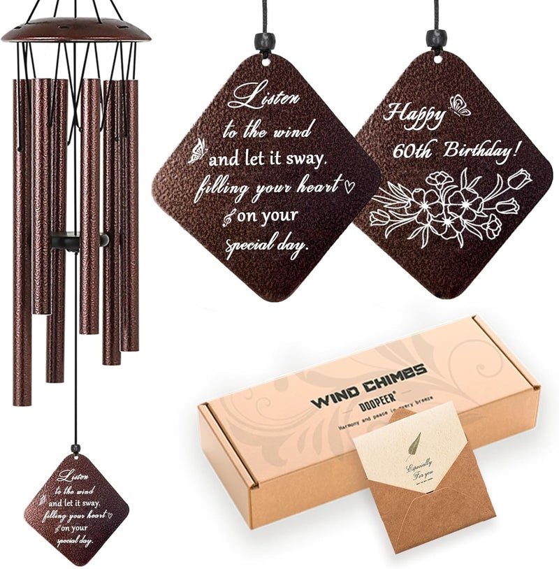 Doopeer 60th Birthday Gifts for Women, 32” Wind Chimes Happy 60 Year Old Birthday Gifts for Her Mom Sister Wife Grandma - Image 1